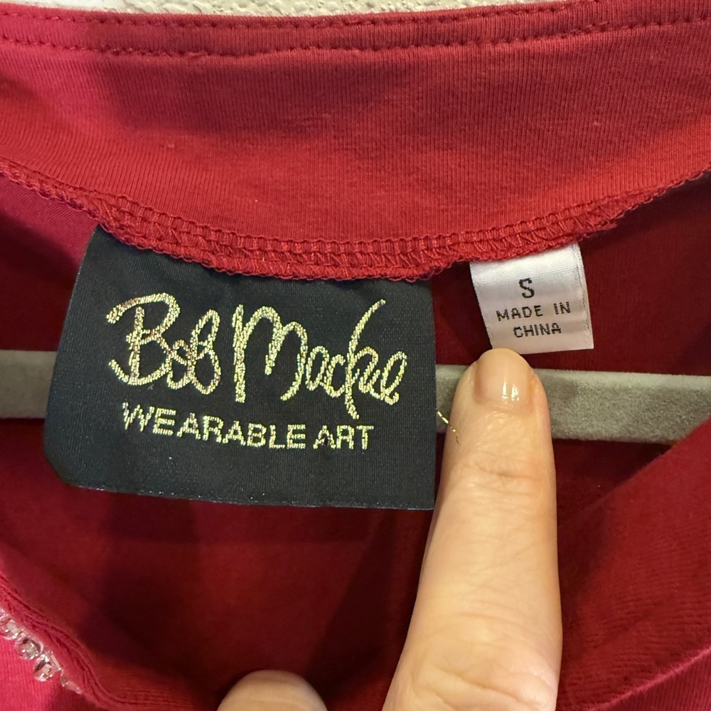 Bob Mackie Wearable Art Red Tunic with Silver Embellishments sz S - Picture 6 of 9